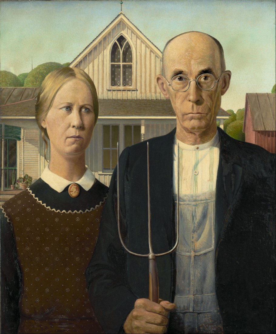 American Gothic, painting by Grant Wood, at the Art Institute of Chicago