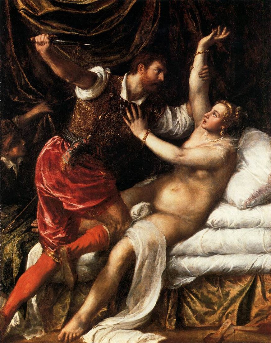 Tarquin and Lucretia, painting by Titian, at the Fitzwilliam Museum