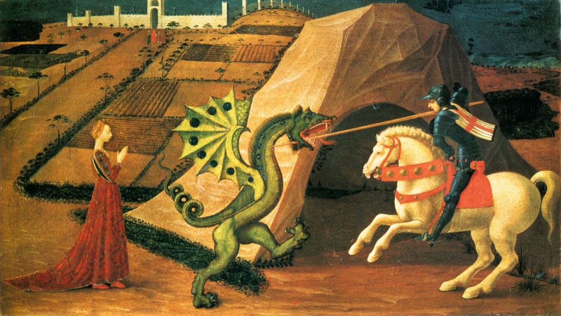 Saint George and the Dragon, painting by Paolo Uccello, at the Musée Jacquemart-André