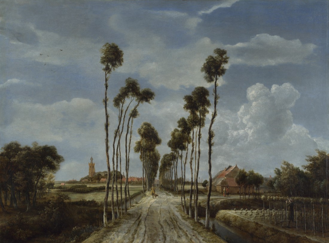 The Avenue at Middelharnis, painting by Meindert Hobbema, at the National Gallery, London