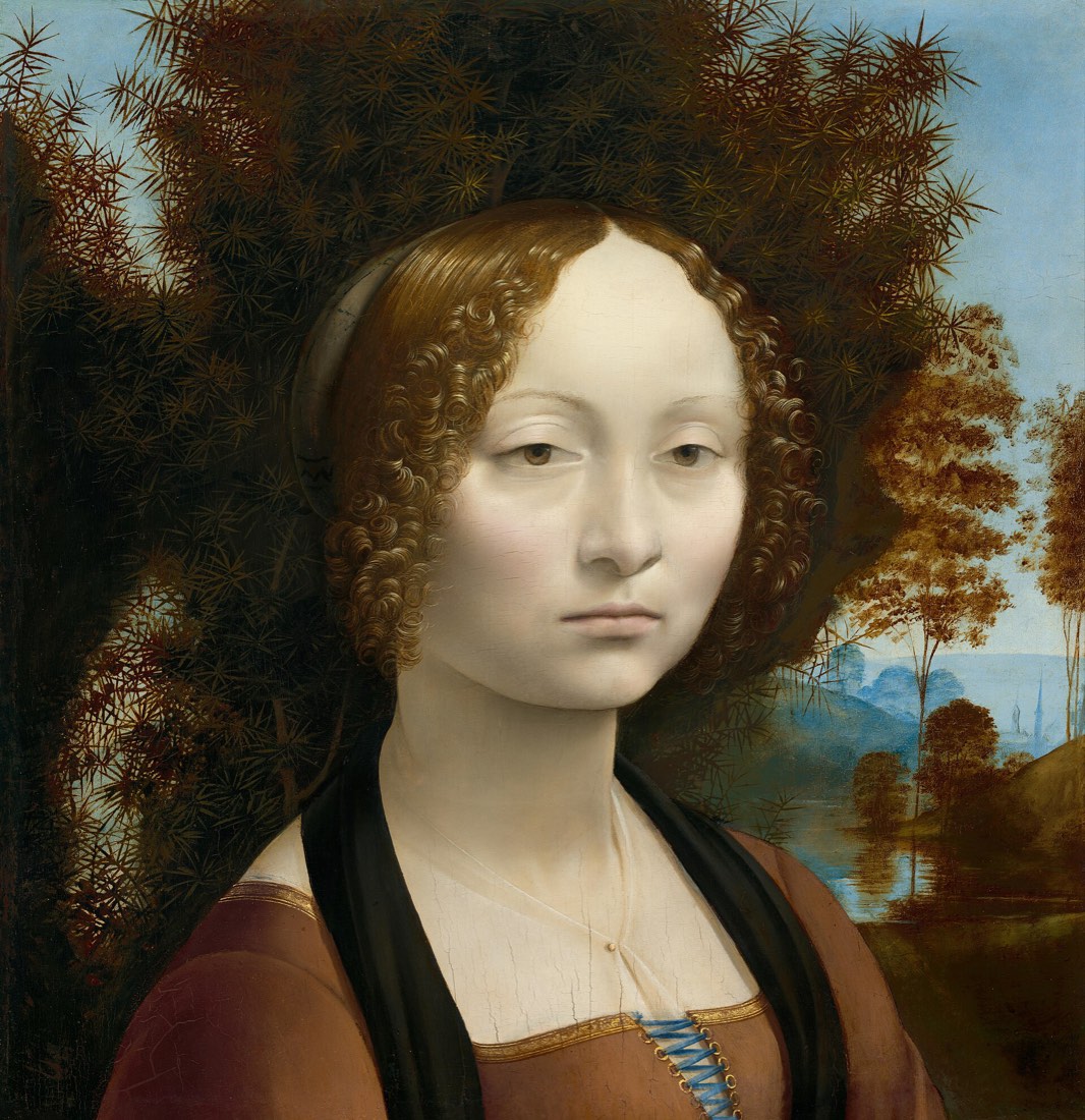 Ginevra de’ Benci, painting by Leonardo da Vinci, at the National Gallery of Art, Washington