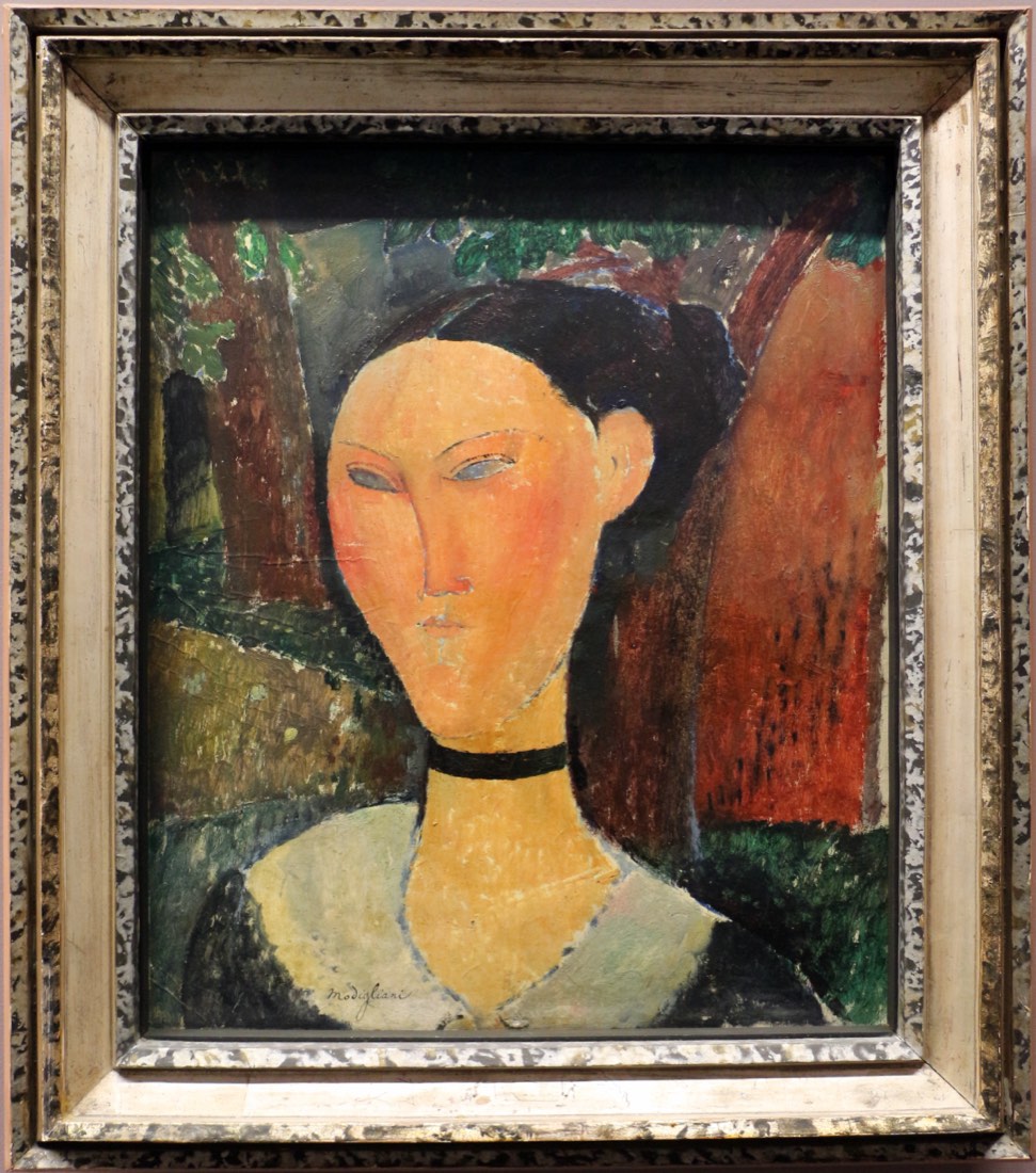Woman with a Velvet Ribbon, painting by Amedeo Modigliani, at the Musée de l’Orangerie