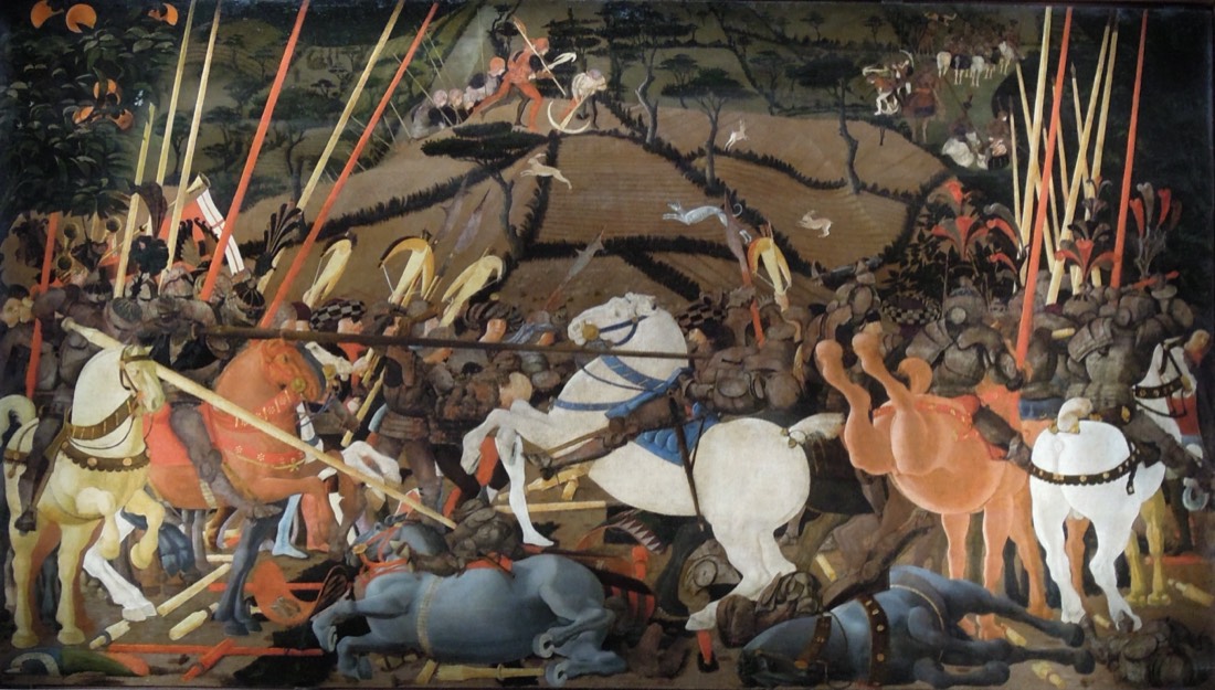The Battle of San Romano, painting by Paolo Uccello, at the Uffizi Gallery